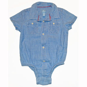 Baby Gap Factory NWT Denim Chambray Shirt Romper 3-6 Months